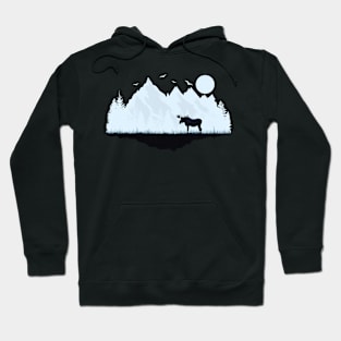 Moose eating grass by sunrise in the forest Hoodie